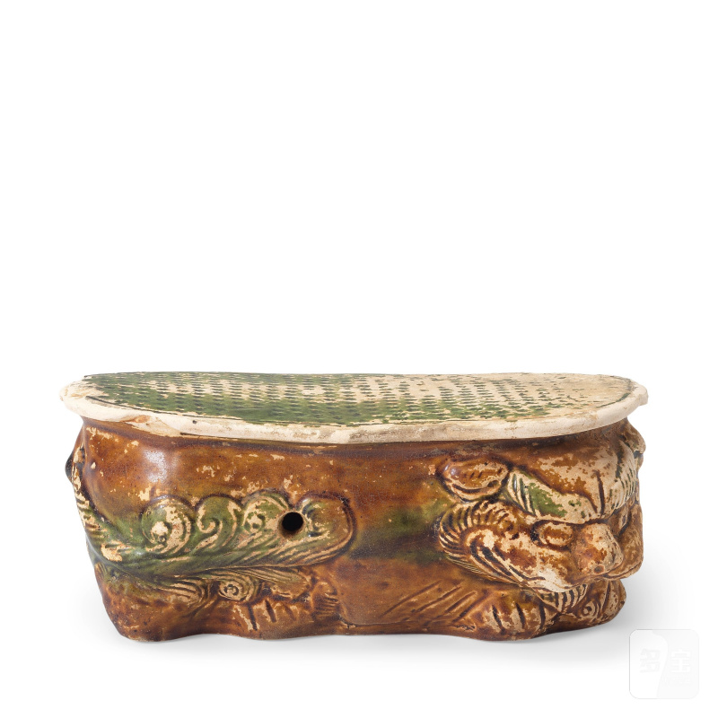 金 赭綠釉佛獅枕 | AN AMBER AND GREEN-GLAZED POTTERY 'LION' PILLOW - 图7